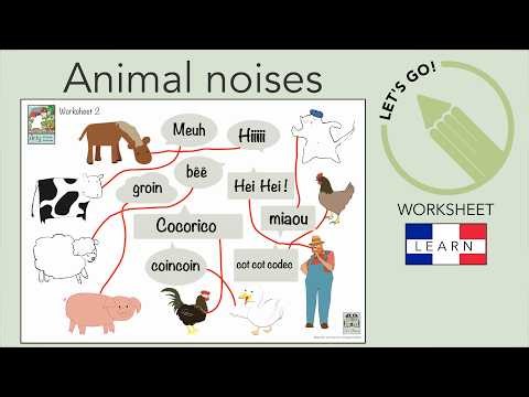 Farm Animal Sounds in French 🐮 Match the Animal Noises Worksheet for Kids