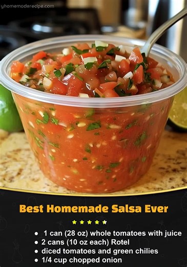 97K views · 346 reactions | Best Homemade Salsa Ever  Ingredients: 1 can (28 oz) whole tomatoes with juice 2 cans (10 oz each) Rotel diced tomatoes and green chilies 1/4 cup chopped onion 1 clove garlic, minced 1 whole jalapeño, quartered and sliced thin 1/4 teaspoon sugar Recipe in First Coʍmеոτ  Enjoy ❤️ | The Hidden Recipe | Facebook