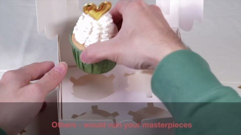 UnicoPak 5 Pack 10x6.8x4 Inch Tall White Cupcake Boxes with Handle Tray, Large Cupcake Boxes 6 Count Muffin Boxes for Standard or High Creams Jumbo Cupcakes