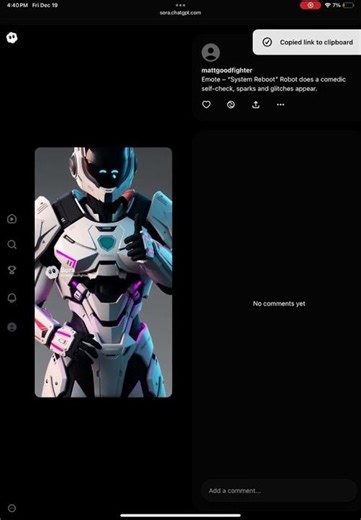 Emote – “System Reboot” Robot does a comedic self-check, sparks and glitches appear.