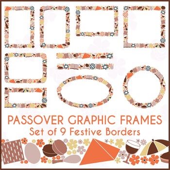 Passover Holiday Frames and Borders | Matzah & Seder Clipart | Jewish Spring Art