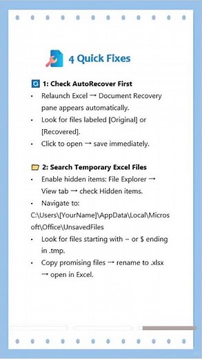 📊 Excel Crashed and Deleted Your File? Recover It Now!#exceltips #filerecovery