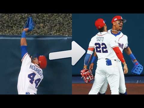 Julio Rodríguez takes away an Aaron Judge home run in the 2026 World Baseball Classic Semifinals! 🚫