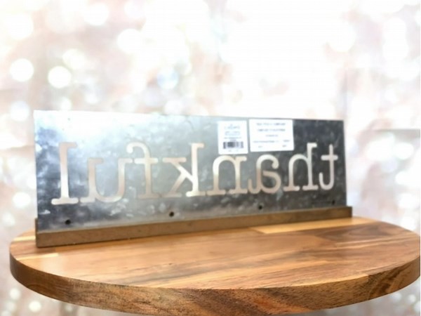 Collins Painting Always BE Thankful Metal and Wood Sign, 12 x 4, Silver