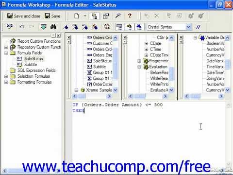 Crystal Reports Tutorial Using "If...Then...Else" Statements Business Objects Training Lesson 14.5