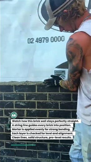 Perfect Brick Line & Level Corner Build! #bricklaying #construction #masonry