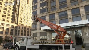 No longer "Trump Place": After a year-long battle, an Upper West Side building pried the president's name from its facade. Here's a time lapse of workers removing the name Thursday morning. | Spectrum News NY1