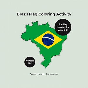Brazil Flag Coloring Activity for Kids | Printable Geography Coloring Worksheet | Instant Download - Etsy Canada