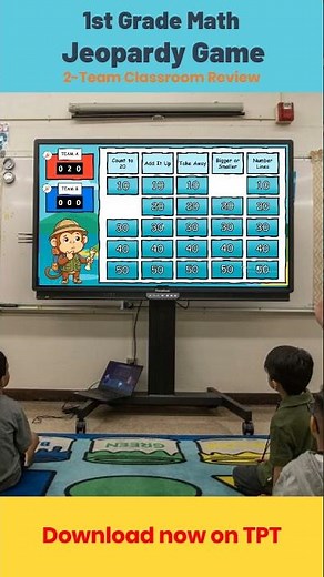 1st Grade Math Jeopardy Game | 2-Team Classroom Review #powerpoint #classroom#mathgame
