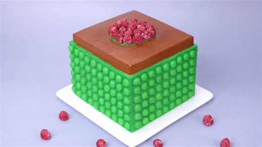 Green bubble texture square cake
