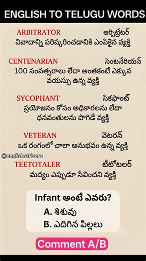 🗣️ English to Telugu Useful Words #english #english2telugu #englishintelugu #vocabulary #telugu