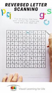 1.3K views · 13 reactions | // REVERSED LETTER SCANNING // Can you find 30 letters that have been reversed? Visual Perceptual Skills addressed: - Figure Ground Perception - Position in Space Find these worksheets on our TPT store https://www.teacherspayteachers.com/Product/Reversed-Letter-Scanning-2350725 or our website: https://visuallearningforlife.com/search?keyword=reversed | Visual Learning for Life | Facebook