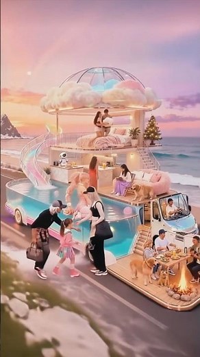 Cloud Home on Wheels!☁️🚌 Living the Dream in the Ultimate Luxury RV|Van Life Goals#cloudhome#barbie