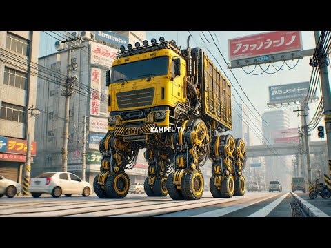 Truk Kontener Panjang Berubah Jadi Robot Transformers, Optimus Prime, Bumblebee Vs Truk Oleng