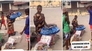 Young Nigerian hawker kneels on the road to pray, emotional video melts hearts