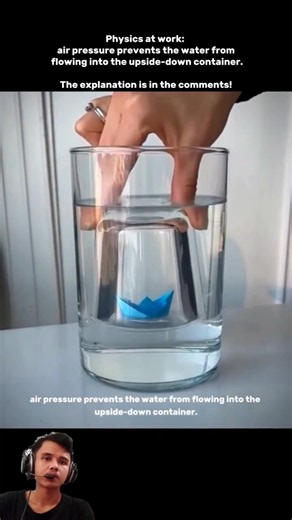 Physics at work: air pressure prevents the water from flowing into the upside-down container.#shorts
