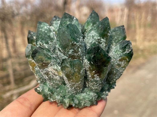 Green Ghost Quartz Cluster Crystal, Natural Mineral Specimen, Home Decor Gift - Etsy