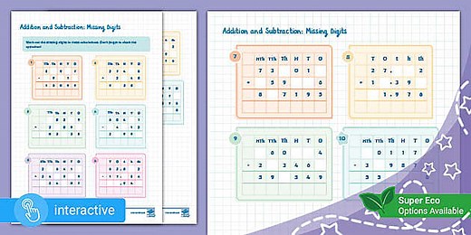 Addition and Subtraction: Missing Digits (Ages 10 - 11)
