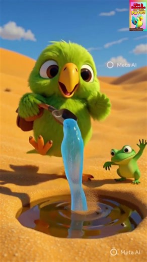 “Parrot Saves a Frog by Building a Desert Pond#trending#parrot