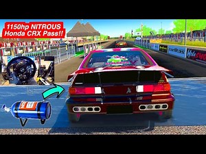 1150hp NITROUS Honda CRX Launching HARD Down D&A DRAG Server!!