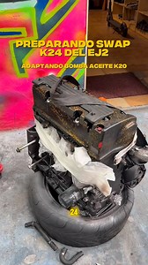 Adaptamos bomba de aceite de k20 al k24 para anular contrarotantes y poder subir un poco más de vueltas el k24 que al final estos motores sacan potencia a base de vueltas💪 | Daniel Fernandez