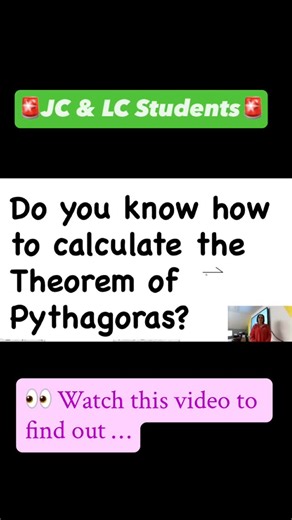 Rmc Tuition Elite Maths on Instagram: "🔢👩‍🏫Modelling Monday-Theorem of Pythagoras👩‍🏫🔢 📹 Learn how to calculate the Theorem of Pythagoras with this step-by-step video 🎯 Perfect for JC & LC students at any level looking to revise the process and strengthen their understanding. 💾 Save this video to revisit during your studies 🚨 Parents: share this with your child 🏷️ Students: tag a friend who might find this helpful 📚Follow this week’s plan for top tips, practise exercises and how to mi