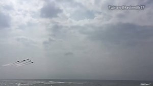 BLUE ANGELS BACK IN THE SKIES After the tragic loss of Captain Jeff Kuss, the Blue Angels made their awaited return to practice this morning in Pensacola, flying in the rare "Big V" formation. GEARING UP FOR SHOWS: http://bit.ly/1PwxzRT | WKRG