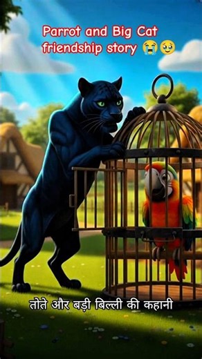 Parrot and Big Cat friendship story 😭🥹 | #sad #ai #cartoon #story #shorts