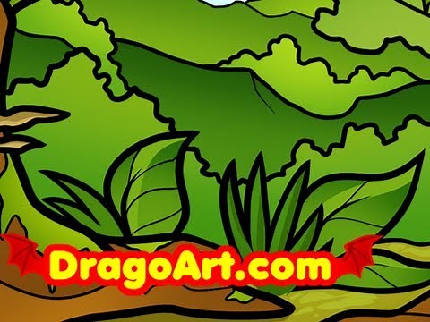 How to Draw a Jungle For Kids, Step by Step