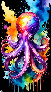 Rainbow Octopus Watercolor Print: Abstract Sea Animal Wall Art (digital Download) - Etsy