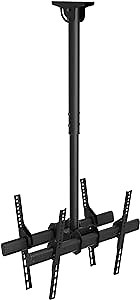 ProMounts Dual Sided TV Ceiling Mount, Swivel Tilt Heavy Duty Holds 2 Back to Back TVs 32" to 85" Flat Curved Screens, Height Adjustable up to 48.4 Inches