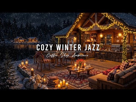 Winter Coffee Shop Ambience ⛄ Cozy Night with Smooth Jazz Instrumental Music for Relaxing, Work