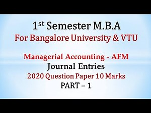 Journal Entries in Kannada PART 1 - MBA 2020 Question Paper 10 marks By Srinath Sir