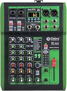 D Debra DI-4UX Professional Mixer Audio with 99 DSP Digital Effects USB MP3 Input Mic Preamps 48V Professional Phantom Power for DJ Mixer Console Home Karaoke Recording Studio (DI-4UX)