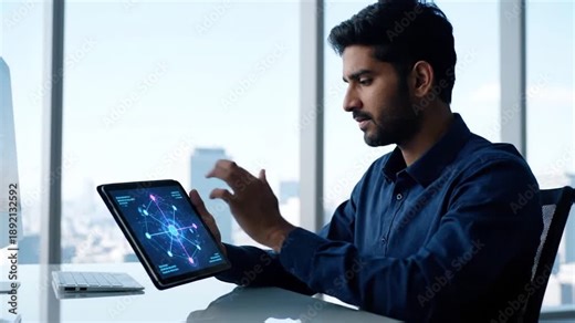 Man Using Tablet in Modern Office Space 1.