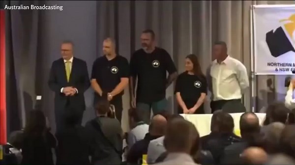 Watch: Australian prime minister falls off stage at campaign event