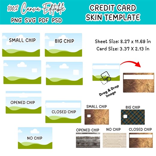 Credit Card Skin Canva Template Editable Credit Card Cover SVG PNG PSD Credit Card Sticker Template Drag & Drop Canva Customizable Frames - Etsy