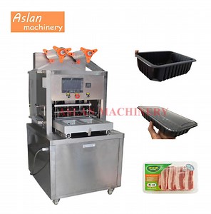 [Hot Item] Vacuum Disposable PP Tray Sealer/Plastic Cup Bowl Packing Sealing Machine/Clamshell Plastic Container Sealing Machine with Nitrogen Gas Filling