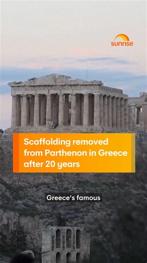 Tourists in Athens will have an unblocked view of the Parthenon for the first time in decades, with scaffolding removed on its western facade. #parthenon #greece #athens #ancientgreece #acropolis WATCH SUNRISE FOR MORE | @7plus ☀️ | Sunrise