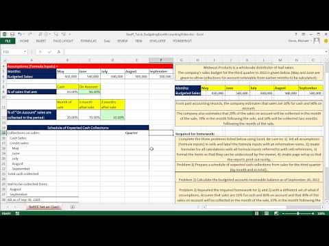 Excel Accounting Schedule of Expected Cash Collections Using A Set Of Assumptions / Formula Inputs