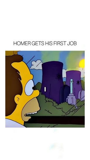 @redboxclipss on Instagram: "Homer has all the qualifications 💀. •🎥 Homer gets his first job at the Springfield Nuclear Power Plant in Season 4, Episode 17, titled “Last Exit to Springfield.” In flashbacks, the episode shows how Homer took the job to support Marge and their growing family. At first, he’s enthusiastic and hopeful, believing the steady paycheck will give them a better life. Over time, though, the plant becomes the symbol of Homer’s long-term frustration—being stuck in a job he d