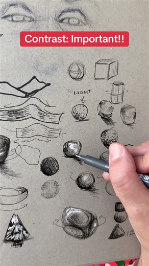 High vs. Low contrast in drawing #penandinkdrawing #drawingtutorial #learntodraw #contrast