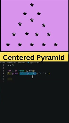 Star Pyramid Program in Python ⭐ #shorts