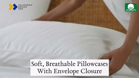 California Design Den 100% Organic Cotton Pillow Cases Queen/Standard Set of 2, Soft & Cooling Percale Weave Cotton Pillowcases (Bright White)