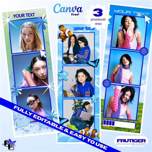Frutiger Aero Photobooth Strips Canva Free Editable Template - Etsy