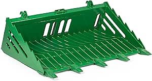 Titan Attachments 60in Fine Grade Skeleton Rock Bucket with Teeth for John Deere Loader with Hook and Pin Connection
