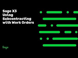 Sage X3 Support North America - Using Subcontracting with Work Orders