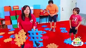 Ryan Pretend Play with Colored Toy Blocks and The Floor is Lava!!!!!