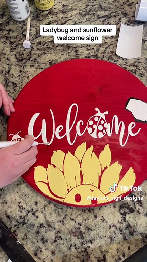 Charming Ladybug and Sunflower Welcome Sign Craft