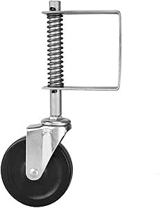 Gate Wheel，ANGGREK 4inch Rubber Gate Wheel Spring Loaded Swivel Caster Heavy Duty 110lbs Load Capacity Spring Loaded Gate Caster